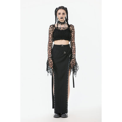Dark in Love Morana Mesh Crochet Knit Bell Sleeve Shrug