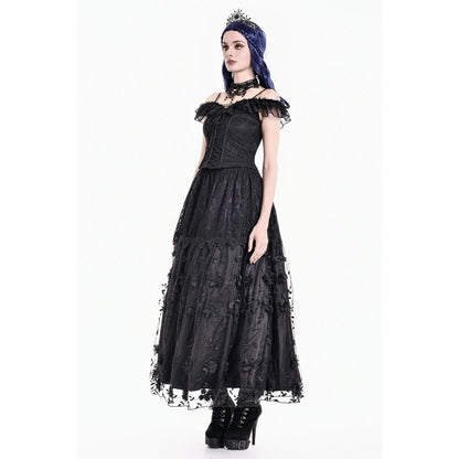 Dark in Love Floral Applique Lace Maxi Skirt