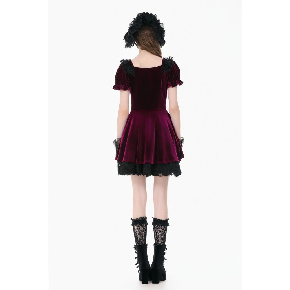 Dark in Love Velvet Lace Patchwork Dress