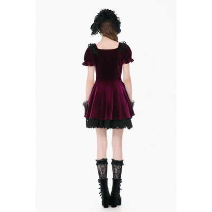 Dark in Love Velvet Lace Patchwork Dress
