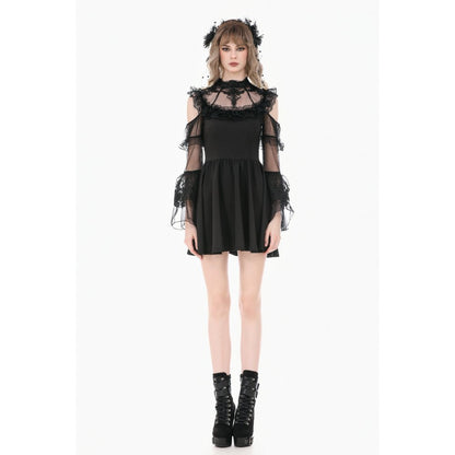 Dark in Love High Neck Mesh Lace Cold-Shoulder Dress