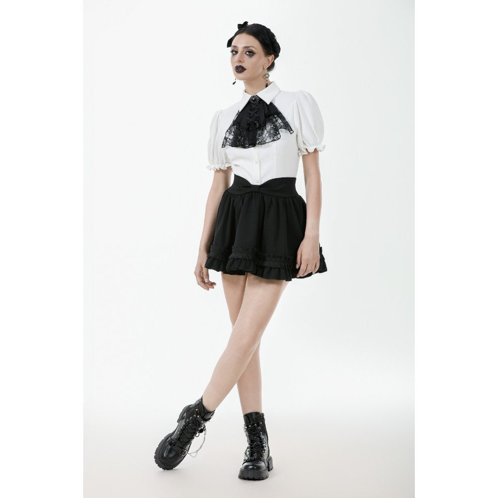 Dark in Love Lolita-Inspired Ruffled Mini Skirt in Black