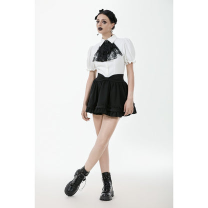 Dark in Love Lolita-Inspired Ruffled Mini Skirt in Black