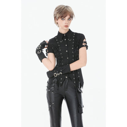 Dark in Love Ruptured Lace-Up Punk Shirt
