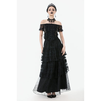 Dark in Love Ophelia Lace Off-Shoulder Gothic Bodysuit in Black