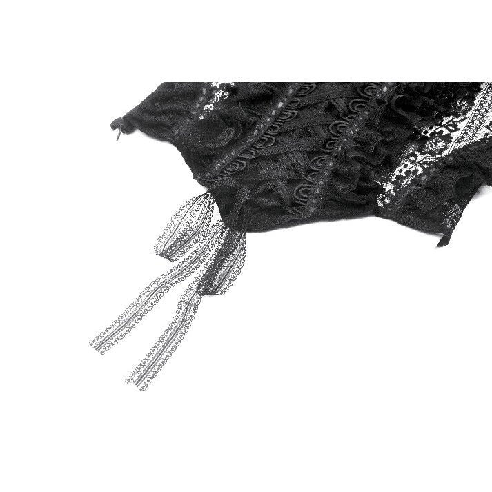 Dark in Love Ophelia Lace Off-Shoulder Gothic Bodysuit in Black