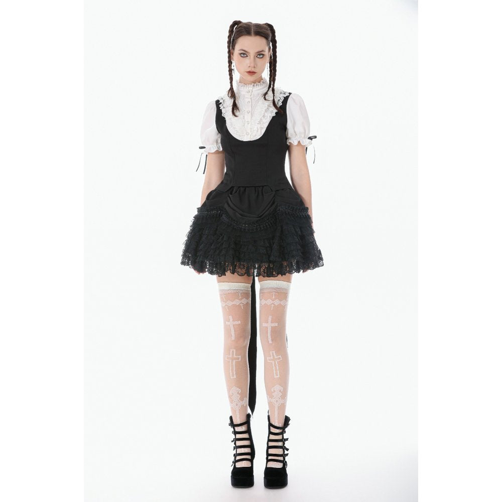Dark In Love Beatrix Goth Satin Ruffled Overskirt