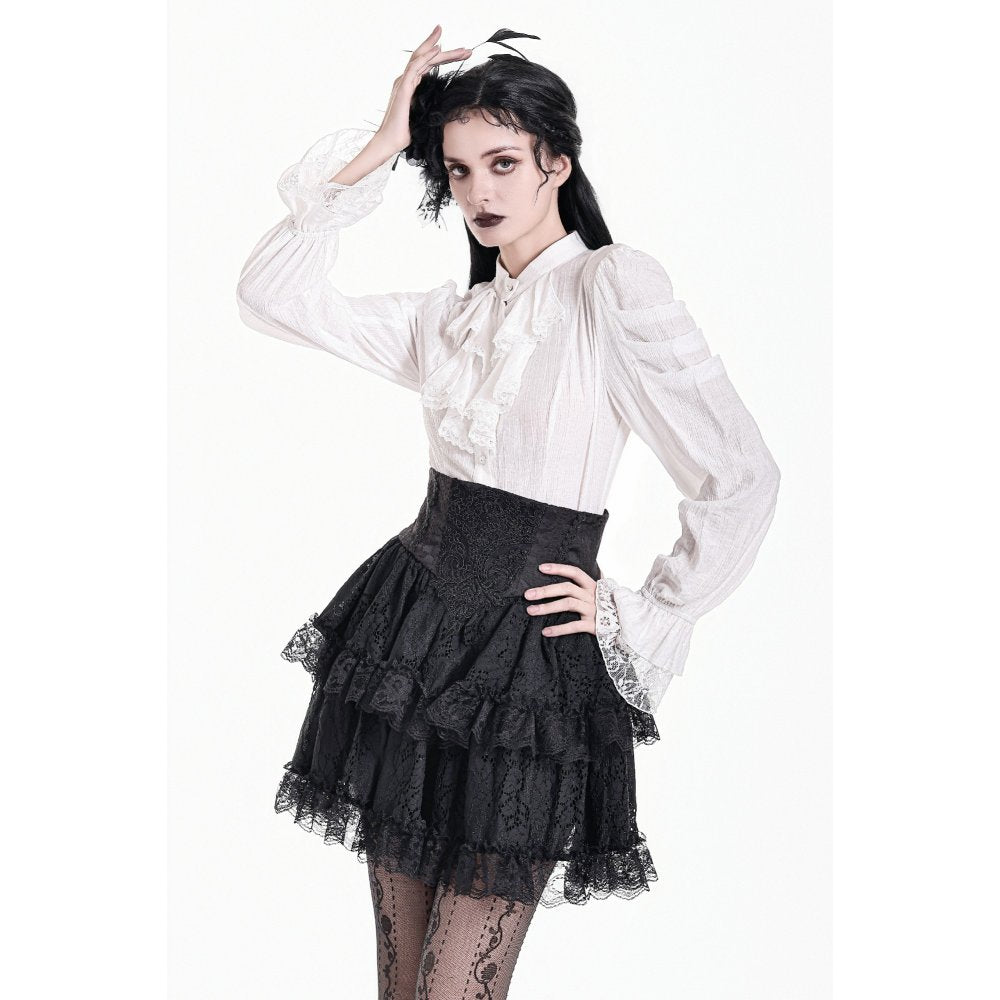 Dark in Love Gaslight Requiem Tiered Lace Skirt