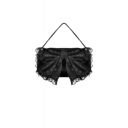 Dark In Love Victoria Black Lace Bow Mini Handbag