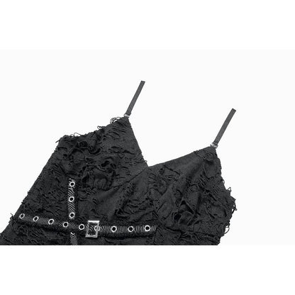 Dark in Love Shredded Harness Asymmetric Dress