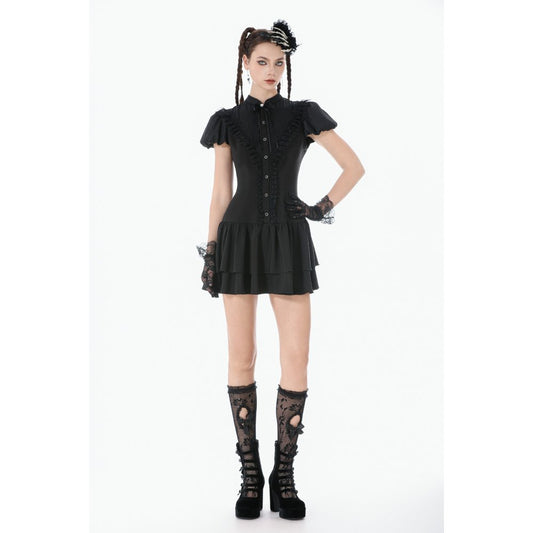 Dark in Love Lolita Bow-Trim Lace Dress