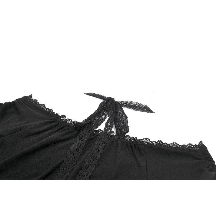 Dark in Love Gothic Cutout Cross Gem Lace Halter Slim Knit Top
