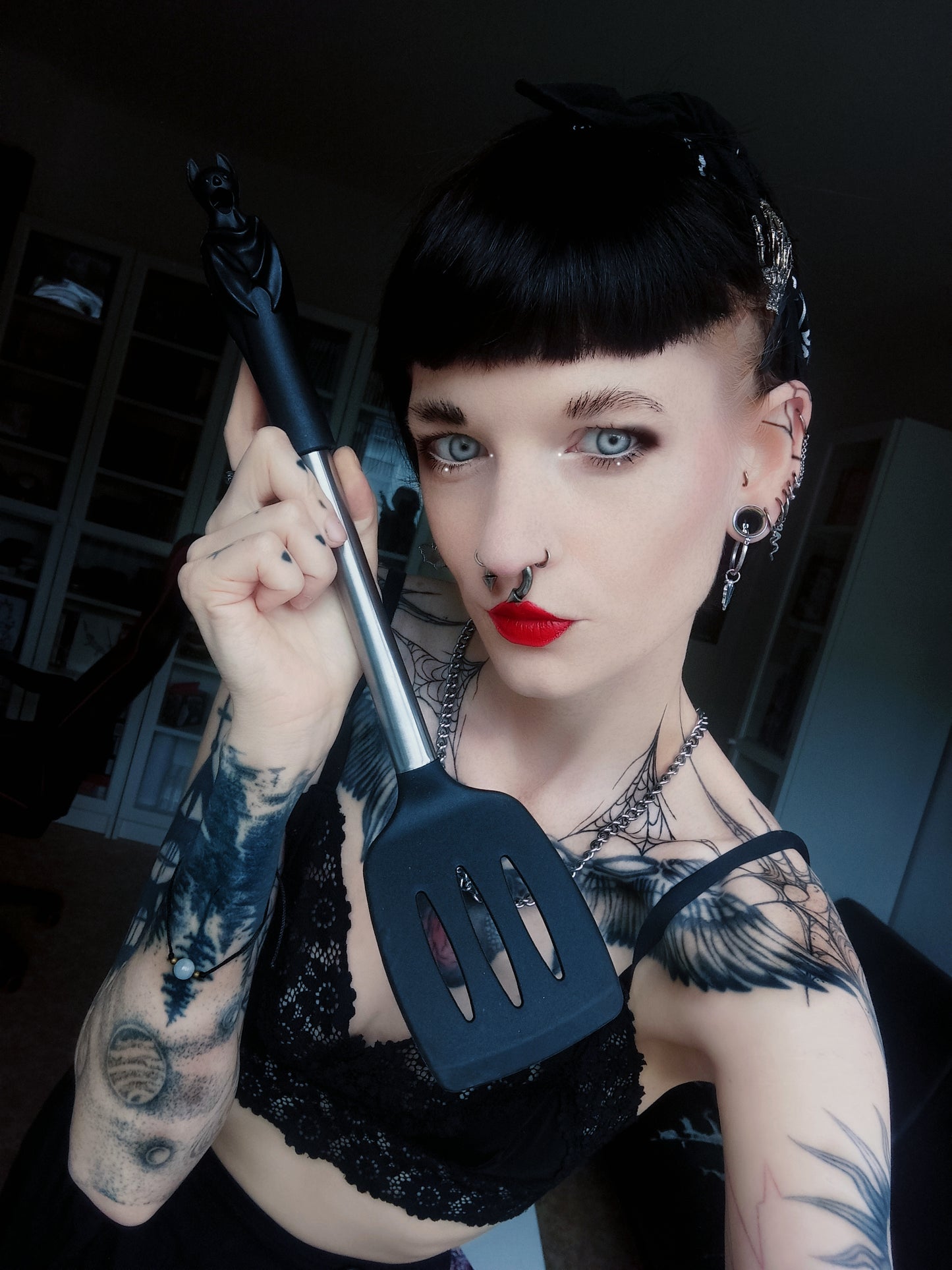 Missjescho holds the Alchemy bat shaped spatula 