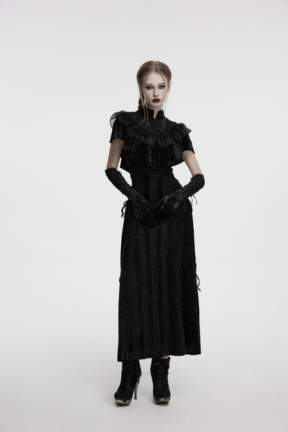 Punk Rave Elysia Velvet Ruffle Goth Shawl In Black