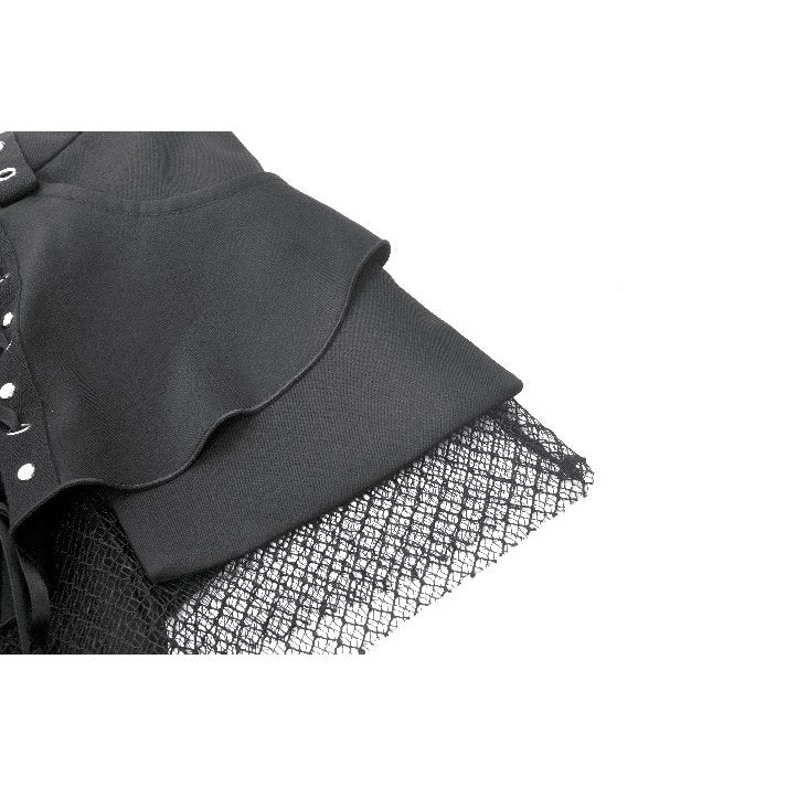 Dark in Love Lace-Up Layered Goth Convertible Flare Trousers with Mini Skirt