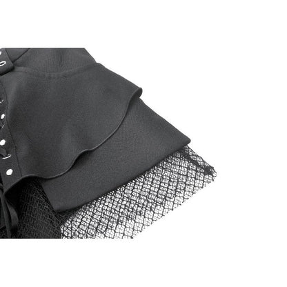Dark in Love Lace-Up Layered Goth Convertible Flare Trousers with Mini Skirt