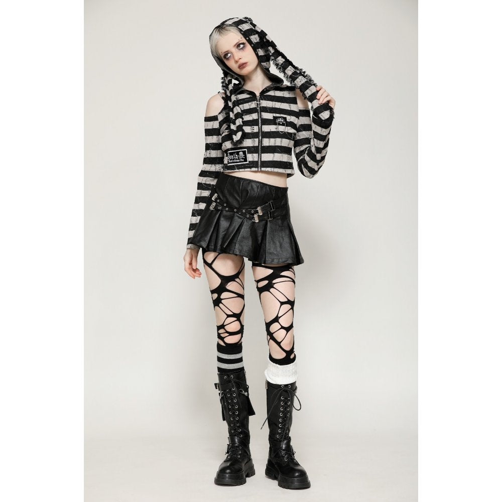 Dark in Love Xianne Prison Bunny Striped Crop Top - Kate's Clothing