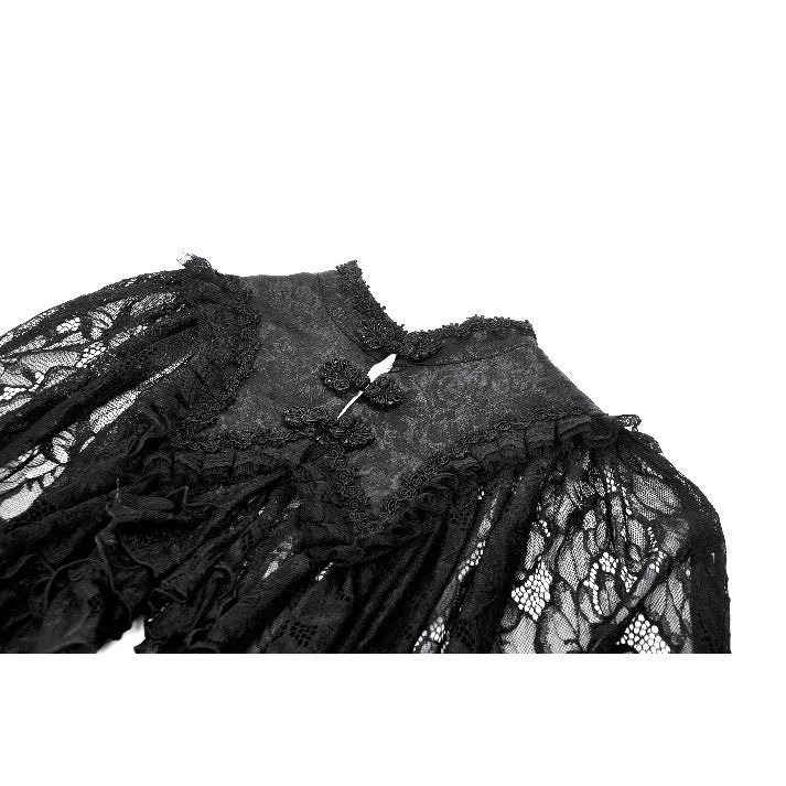 Dark in Love Zuri Vintage Lace Cape with Flowing Sleeves - Kate's Clothing