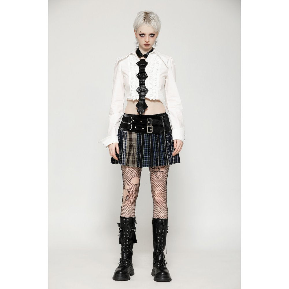 Dark in Love Kaia Skeleton Punk Leather Bow Tie - Kate's Clothing