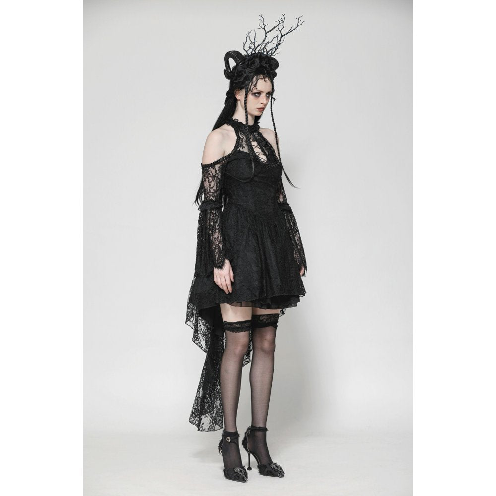 Dark in Love Gem Gothic Vine Lace Tail Dress