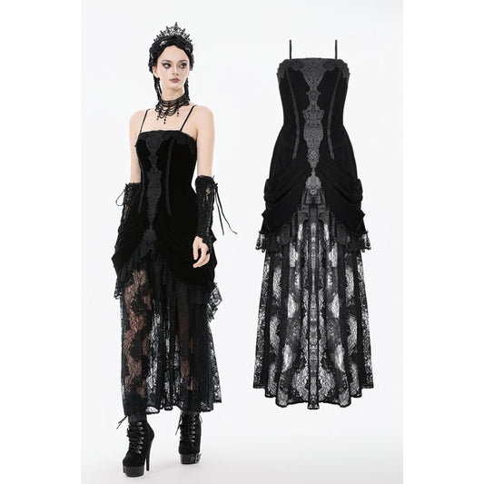 Dark in Love Vampiress Royal Velvet and Lace Maxi Dress