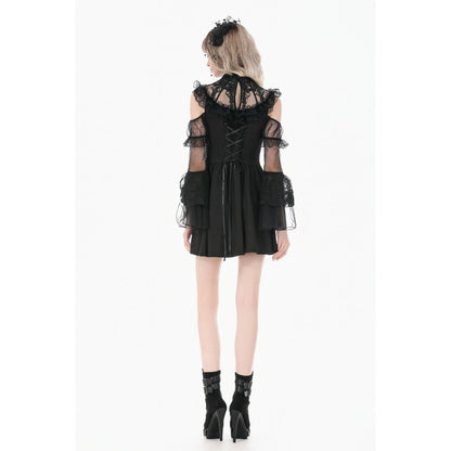 Dark in Love High Neck Mesh Lace Cold-Shoulder Dress