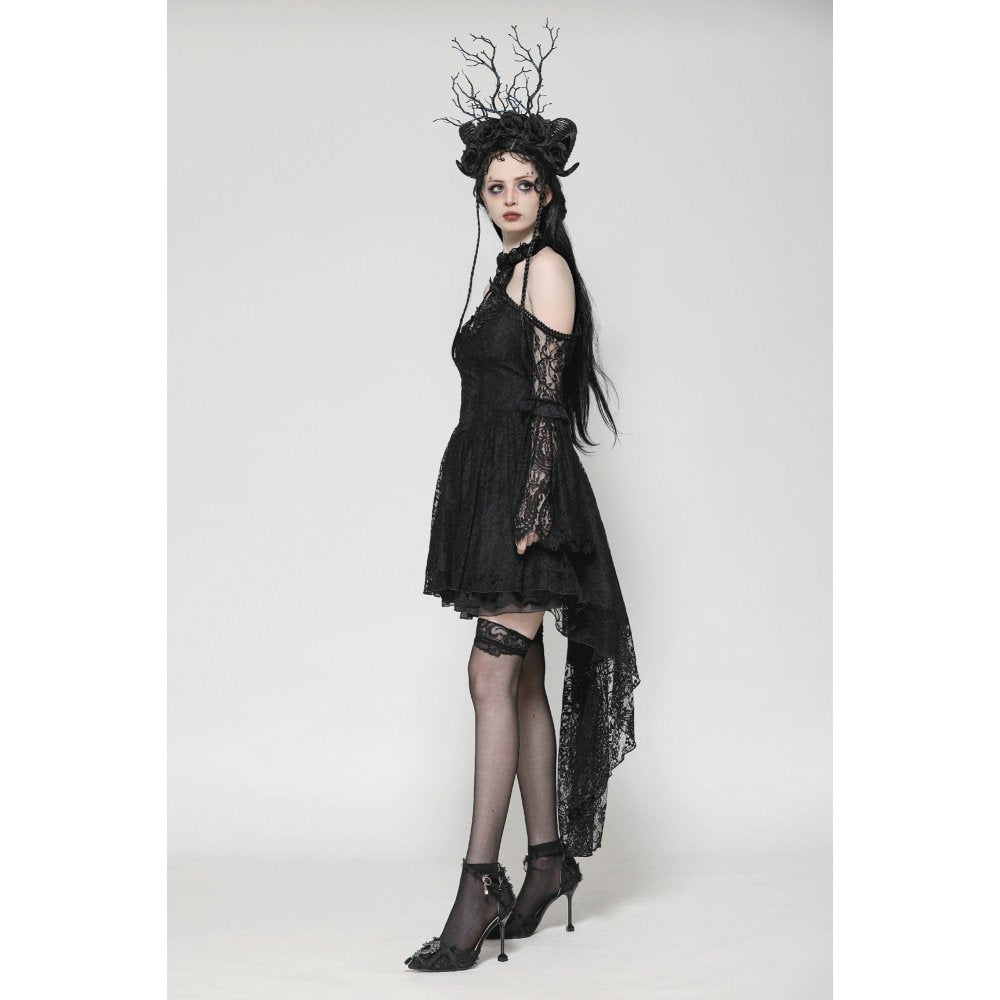 Dark in Love Gem Gothic Vine Lace Tail Dress