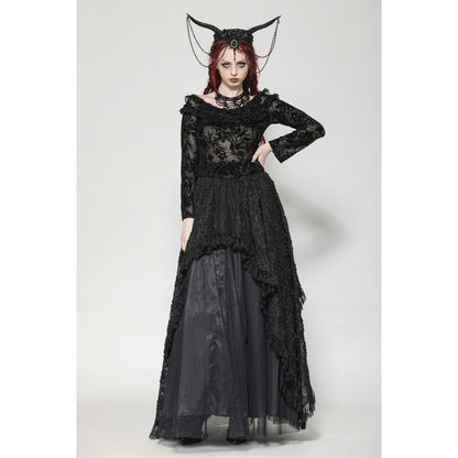 Dark in Love Bluebell Gothic Sexy Off-Shoulder Velvet Lace Top - Kate's Clothing
