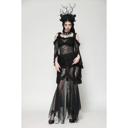Dark in Love Delaney Gothic Romantic Lace Flare Sleeve Top - Kate's Clothing