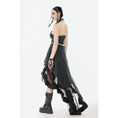 Dark in Love Belladonna Mesh Buckled Goth Skirt in Black