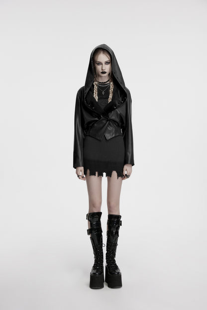 Punk Rave Nyx Hooded Faux Leather Jacket