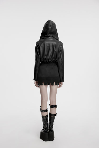 Punk Rave Nyx Hooded Faux Leather Jacket