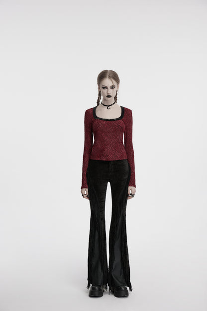 Punk Rave Morrigan Wasteland Tassel Flare Goth Pants In Black