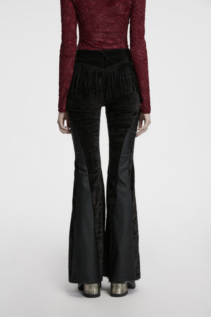 Punk Rave Morrigan Wasteland Tassel Flare Goth Pants In Black