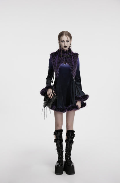 Punk Rave Lilith Gradient Devil Fur Shawl  In Violet