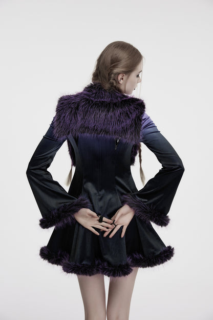Punk Rave Lilith Gradient Devil Fur Shawl  In Violet