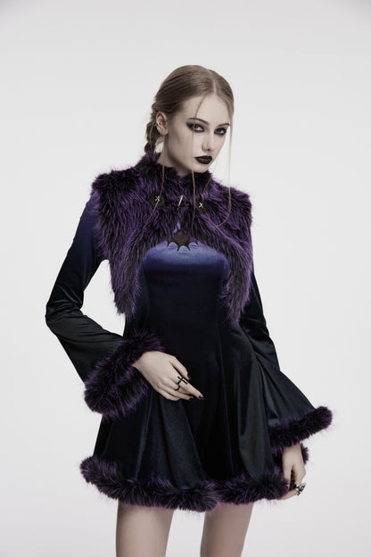 Punk Rave Lilith Gradient Devil Fur Shawl  In Violet