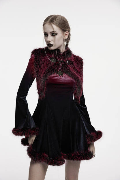 Punk Rave Lilith Gradient Devil Fur Shawl in Crimson