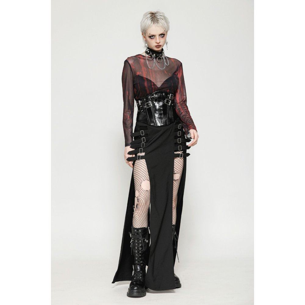 Dark in Lia Punk Love Patent Leather Waist Corset with Metal Accents - Kate's Clothing