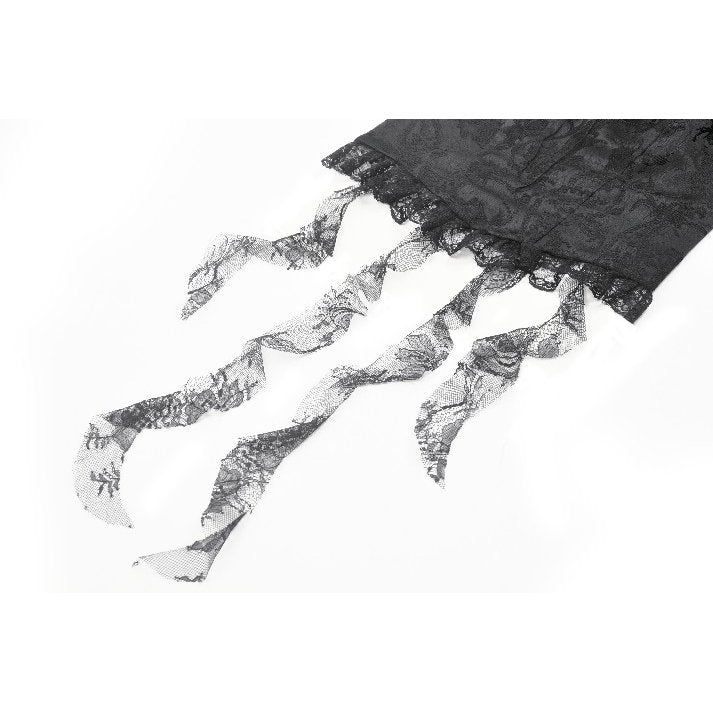 Dark in Love Seraphina Ruched Lace Goth Blouse in Black