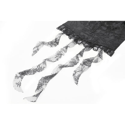 Dark in Love Seraphina Ruched Lace Goth Blouse in Black