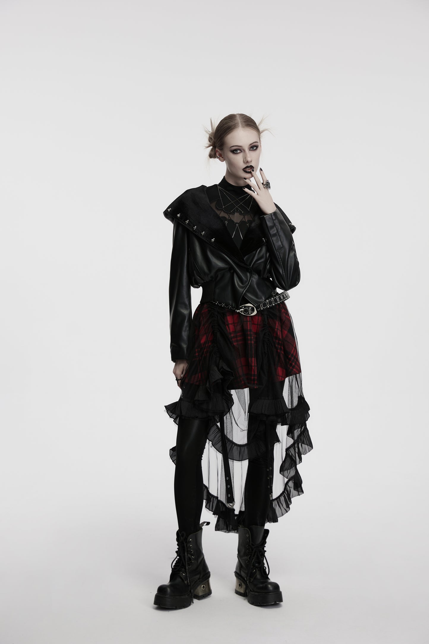 Punk Rave Nyx Hooded Faux Leather Jacket