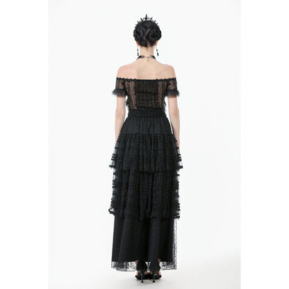 Dark in Love Ophelia Lace Off-Shoulder Gothic Bodysuit in Black