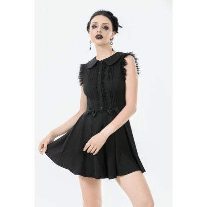Dark In Love Gwendolyn Lace Panel Goth Mini Dress in Black