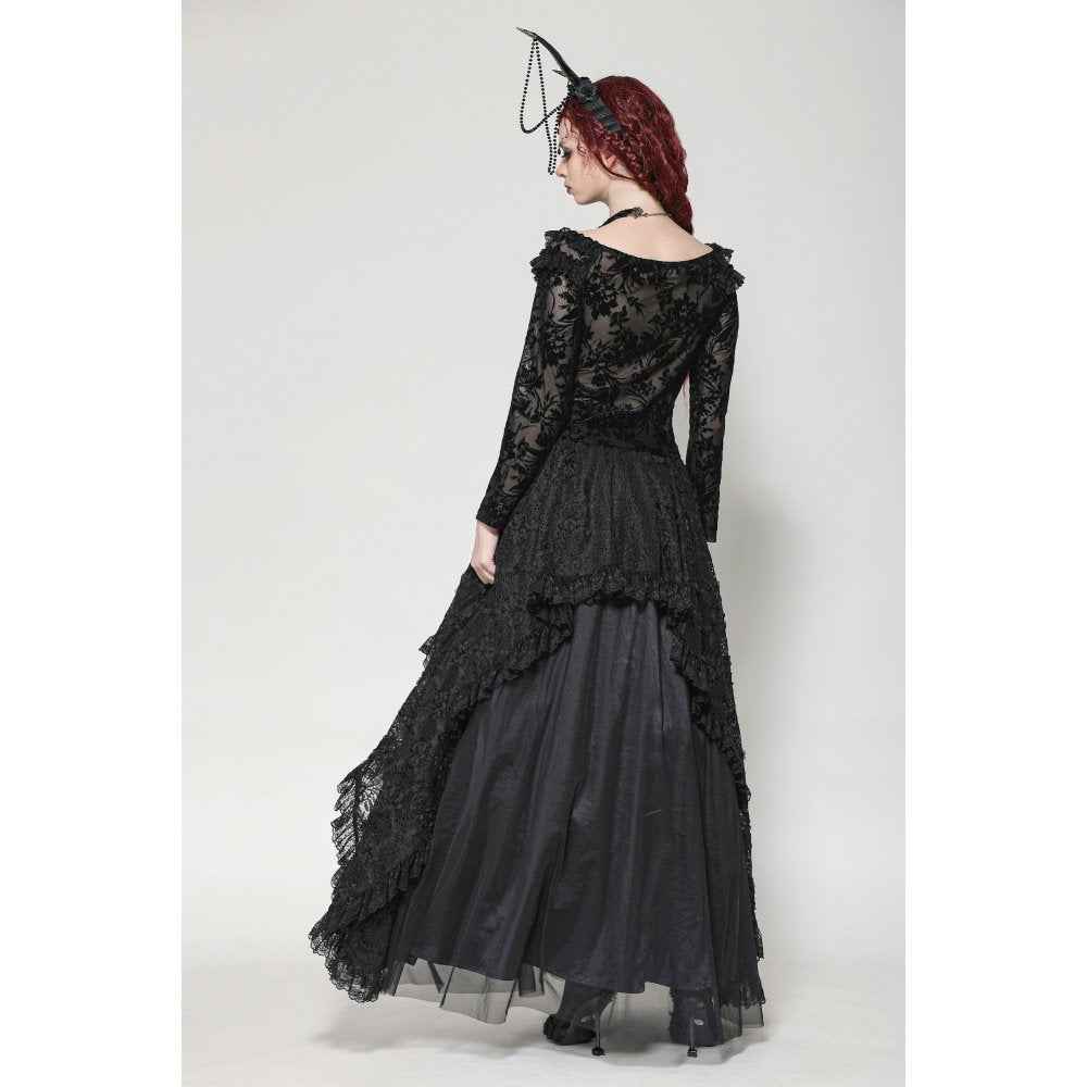 Dark in Love Bluebell Gothic Sexy Off-Shoulder Velvet Lace Top - Kate's Clothing