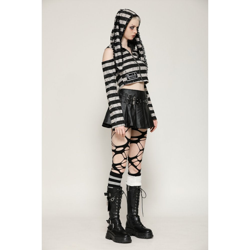 Dark in Love Xianne Prison Bunny Striped Crop Top - Kate's Clothing