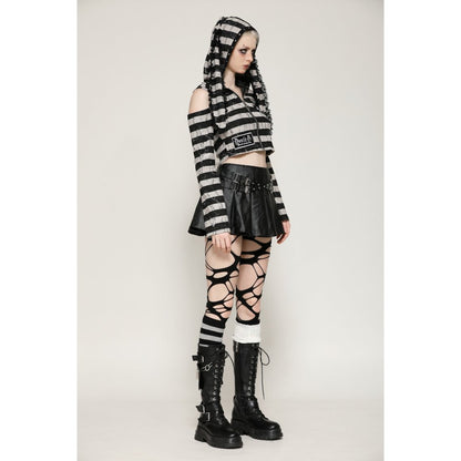 Dark in Love Xianne Prison Bunny Striped Crop Top - Kate's Clothing