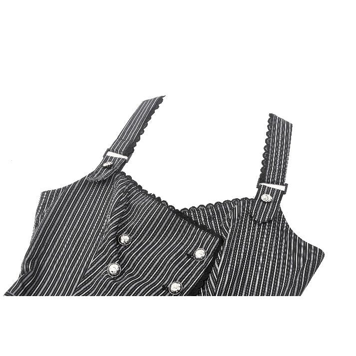 Dark in Love Gwyneth Dark Striped Corporate Goth Vest - Kate's Clothing