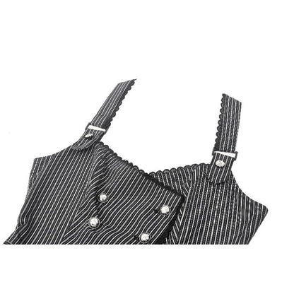 Dark in Love Gwyneth Dark Striped Corporate Goth Vest - Kate's Clothing