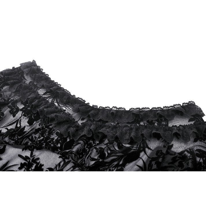 Dark in Love Bluebell Gothic Sexy Off-Shoulder Velvet Lace Top - Kate's Clothing